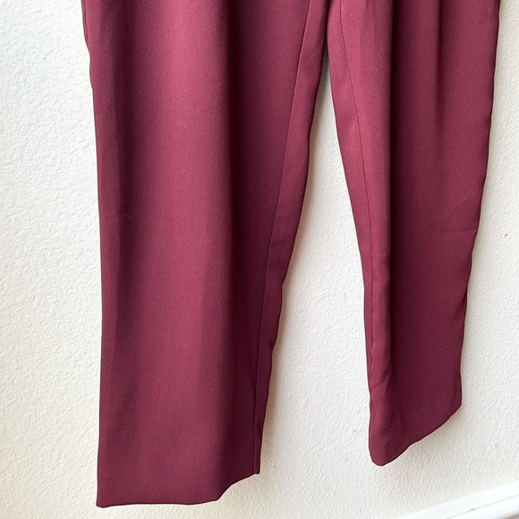 Anthropologie Sasha Button Fly Tapered High Rise Trousers Pants Wine Red Sz 8 - Picture 8 of 15
